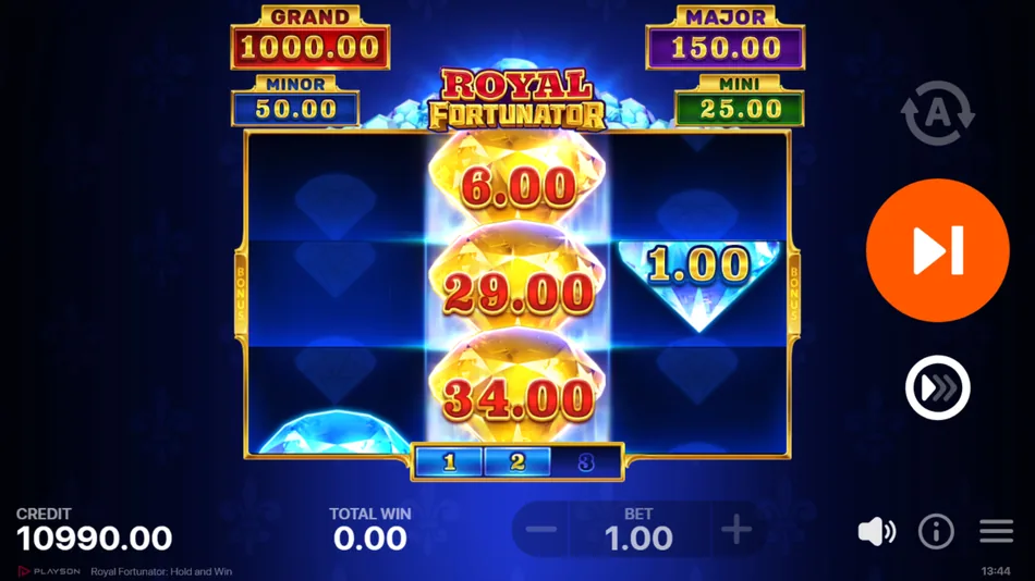 Major Jackpot symbol on the grid during the Royal Fortunator Bonus Game