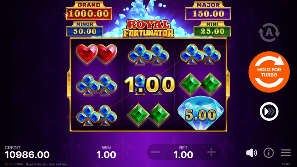Royal Bonus collector symbol collecting Bonus values on reel 2